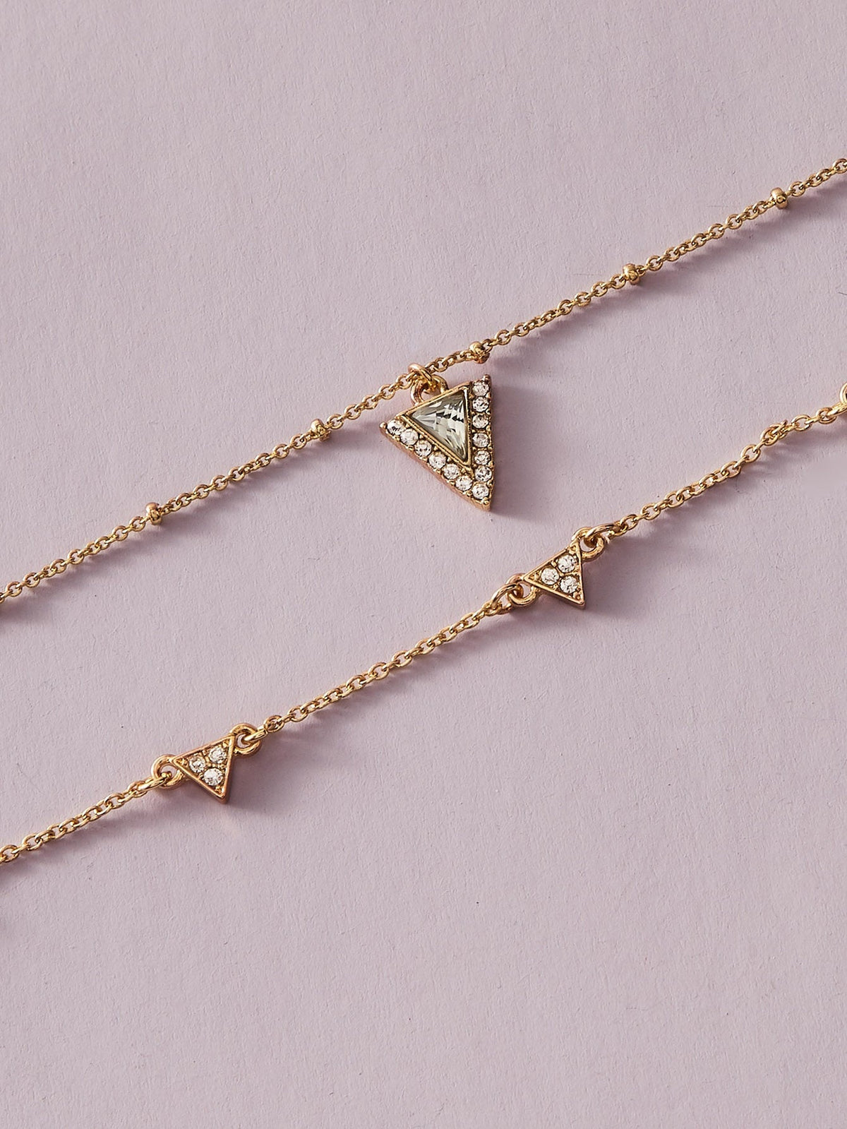 Layered Gold Triangle Charm Necklace – image 4