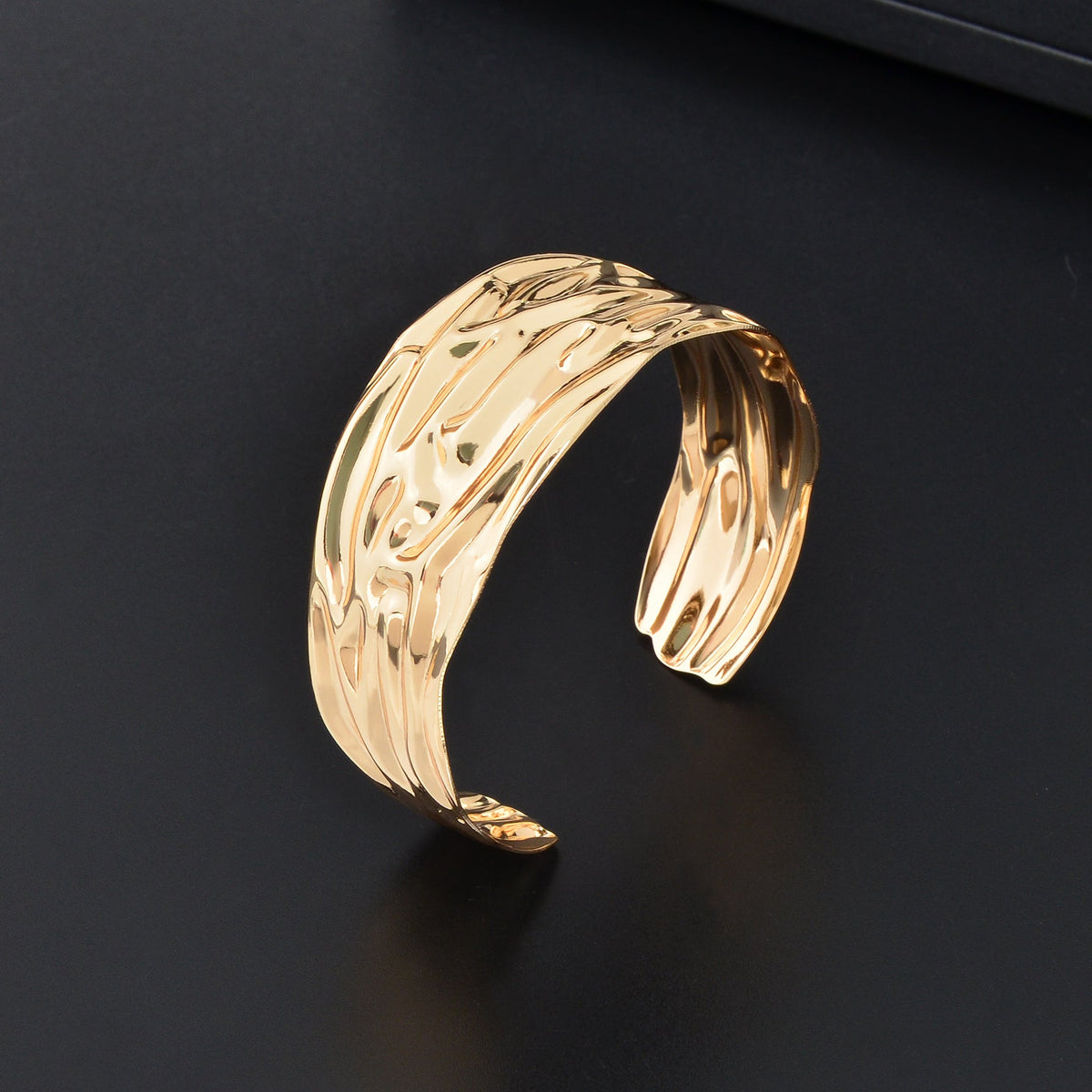 Chunky Gold Geometric Cuff Bangle – image 2