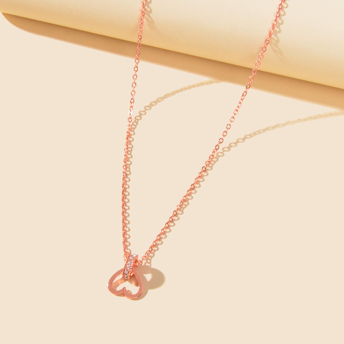 Rose Gold Heart Circle Necklace – image 4