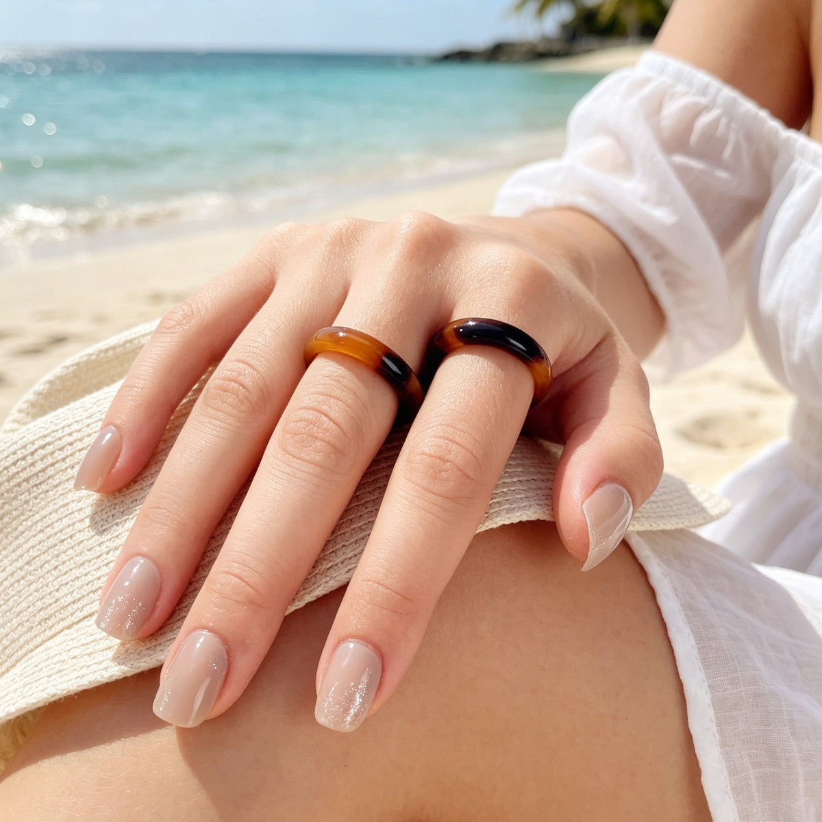 Brown Resin Stacking Rings, set of 2 – image 2