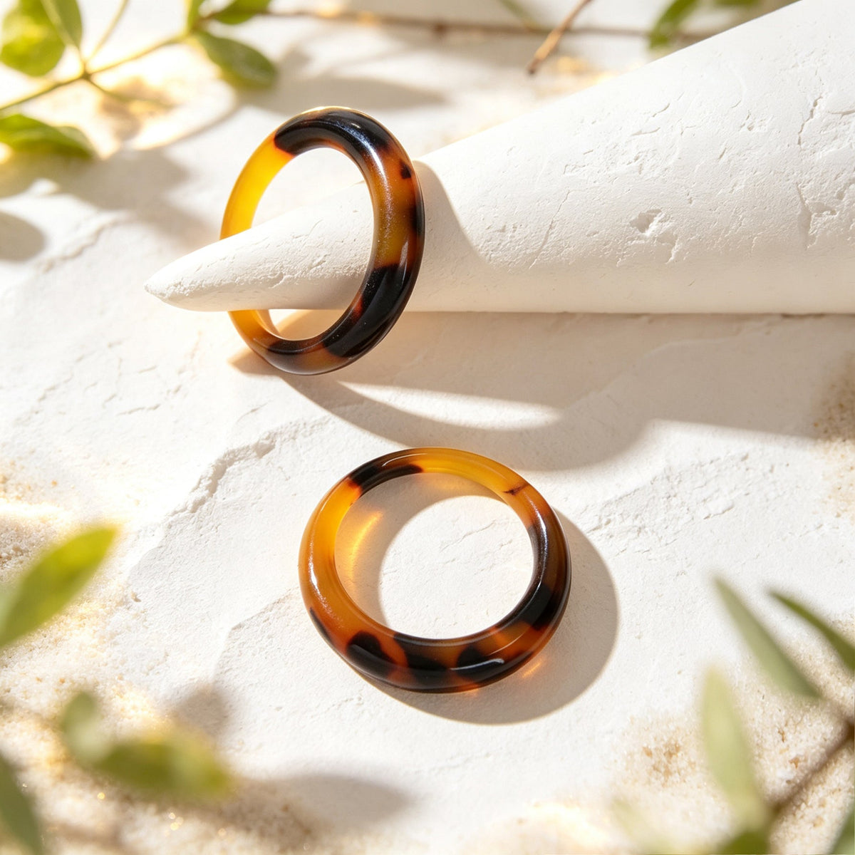 Brown Resin Stacking Rings, set of 2 – image 3