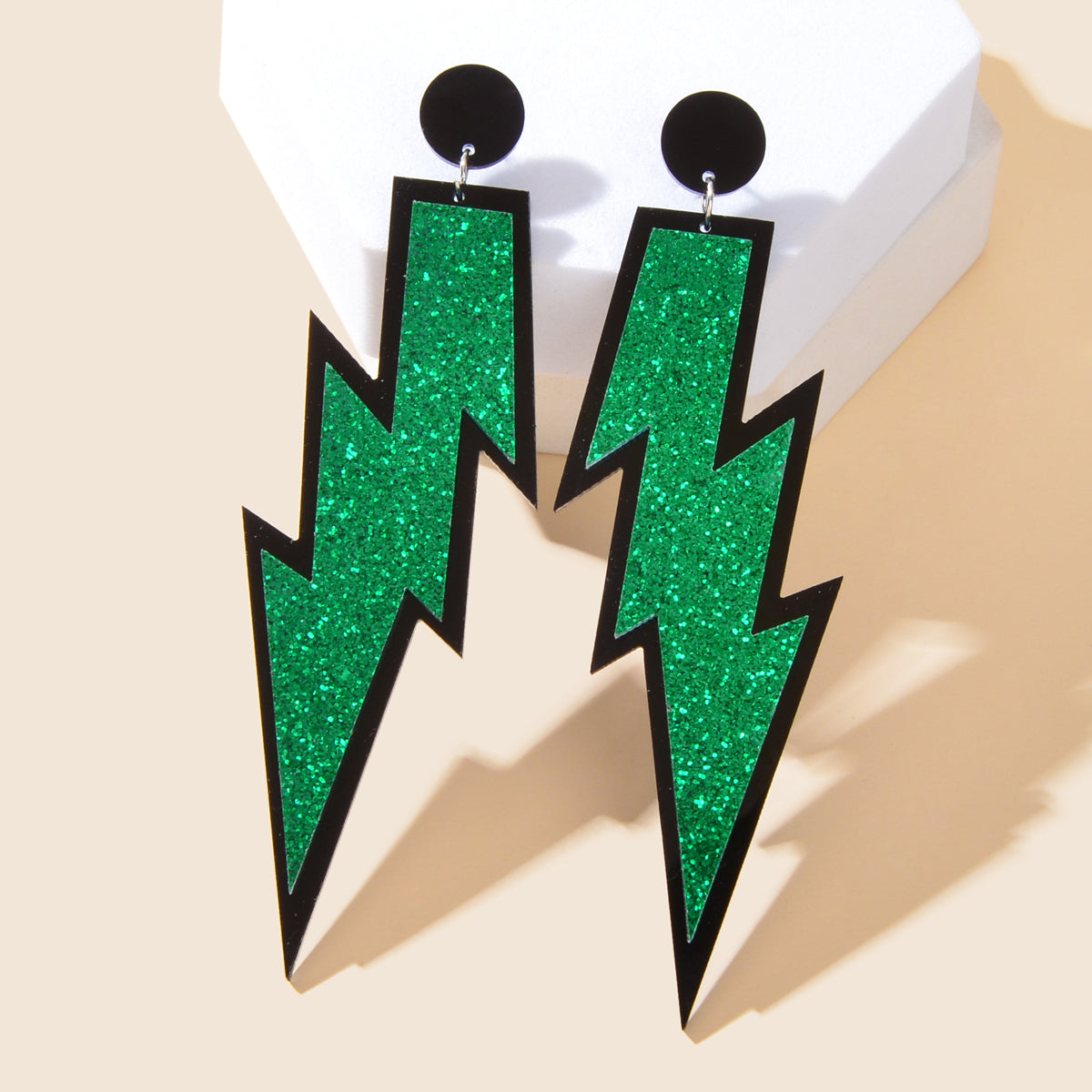 Sparkling Stylish Acrylic Lightning Statement Long Pendant Dangle Party Earrings-6