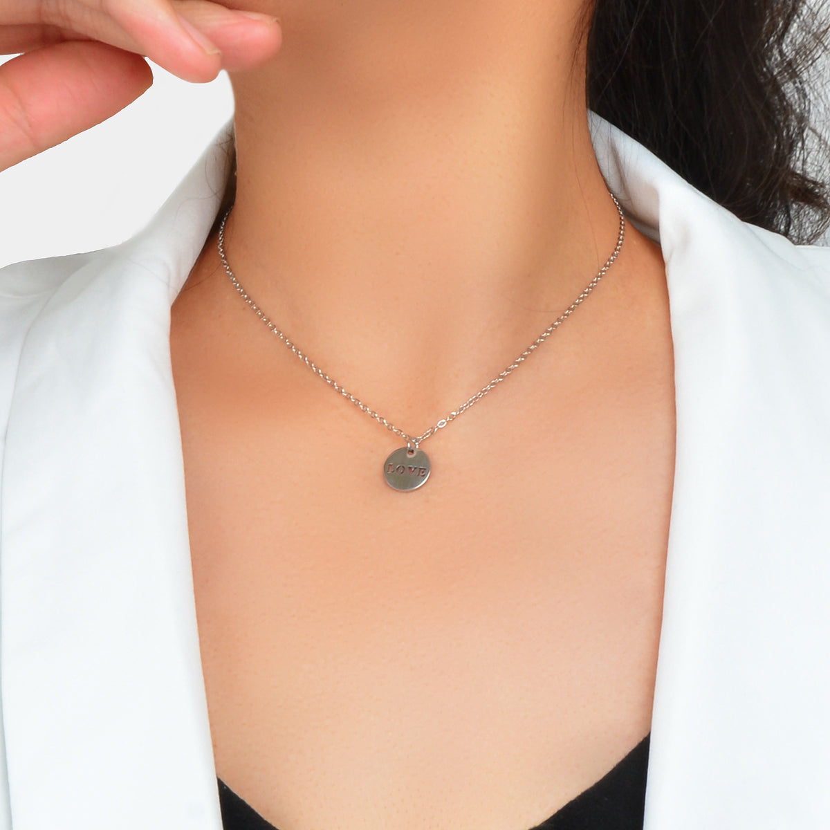 Silver Disc Pendant Necklace