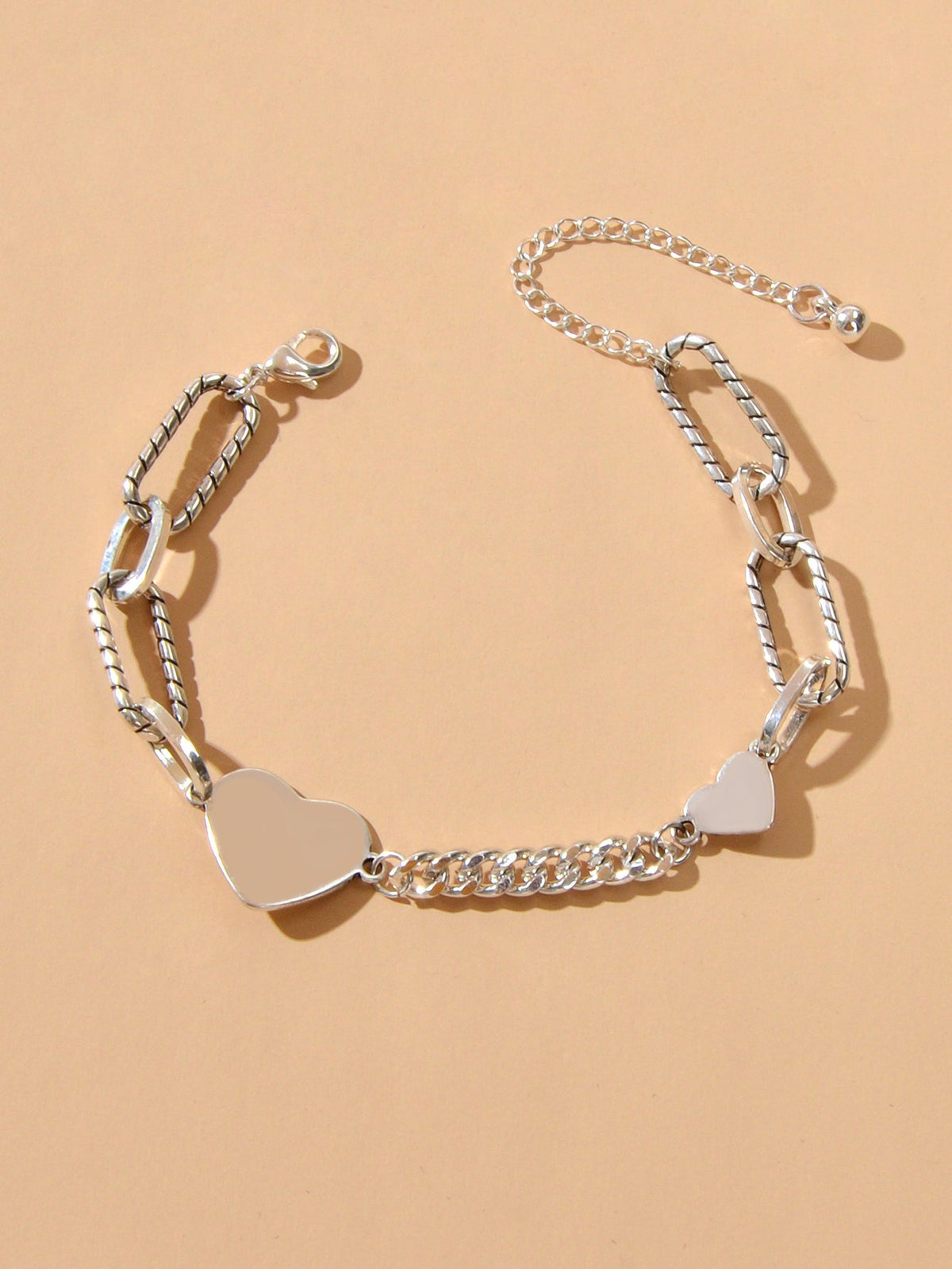 Chunky Layered Chain Heart Bracelet
