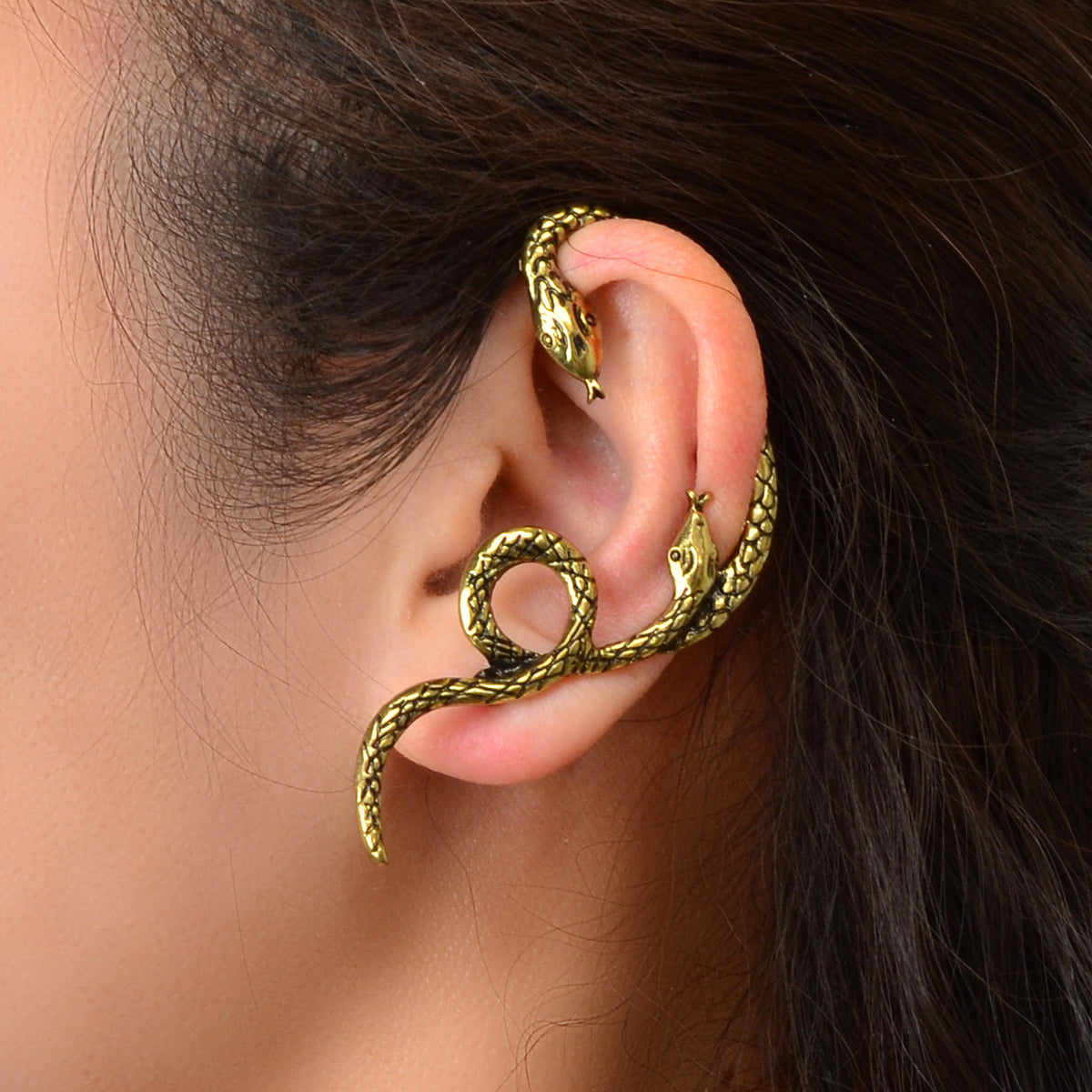 1 pc Punk Vintage Tangled Snake Cartilage Ear Cuff Ear Clip Wrap Stud Earring-3