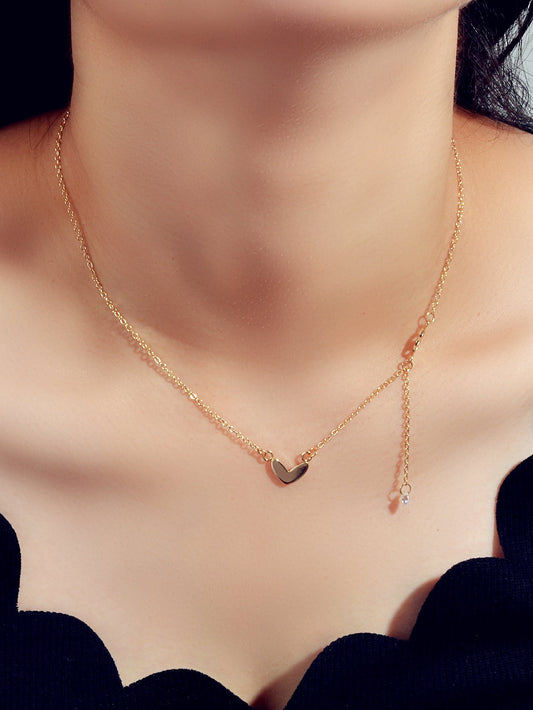Heart and Circle Charm Bead Necklace