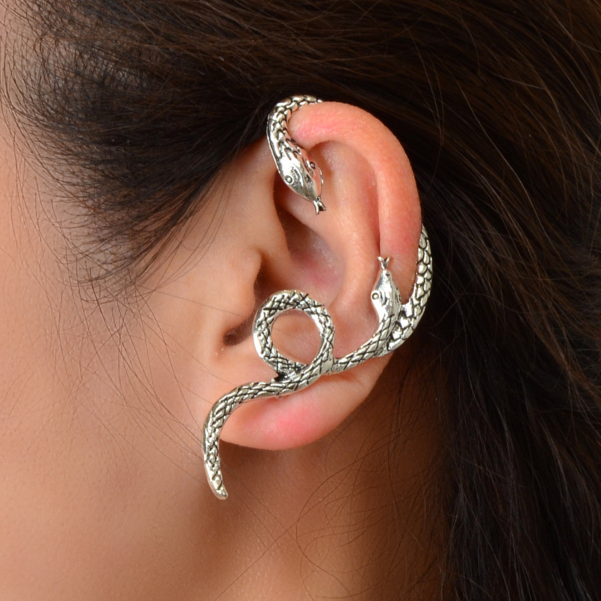 1 pc Punk Vintage Tangled Snake Cartilage Ear Cuff Ear Clip Wrap Stud Earring-0