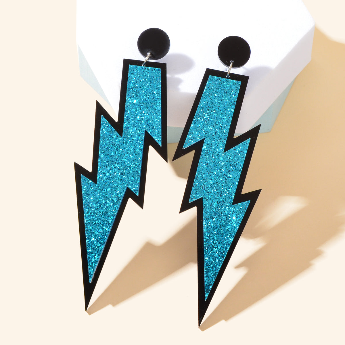 Sparkling Stylish Acrylic Lightning Statement Long Pendant Dangle Party Earrings-4