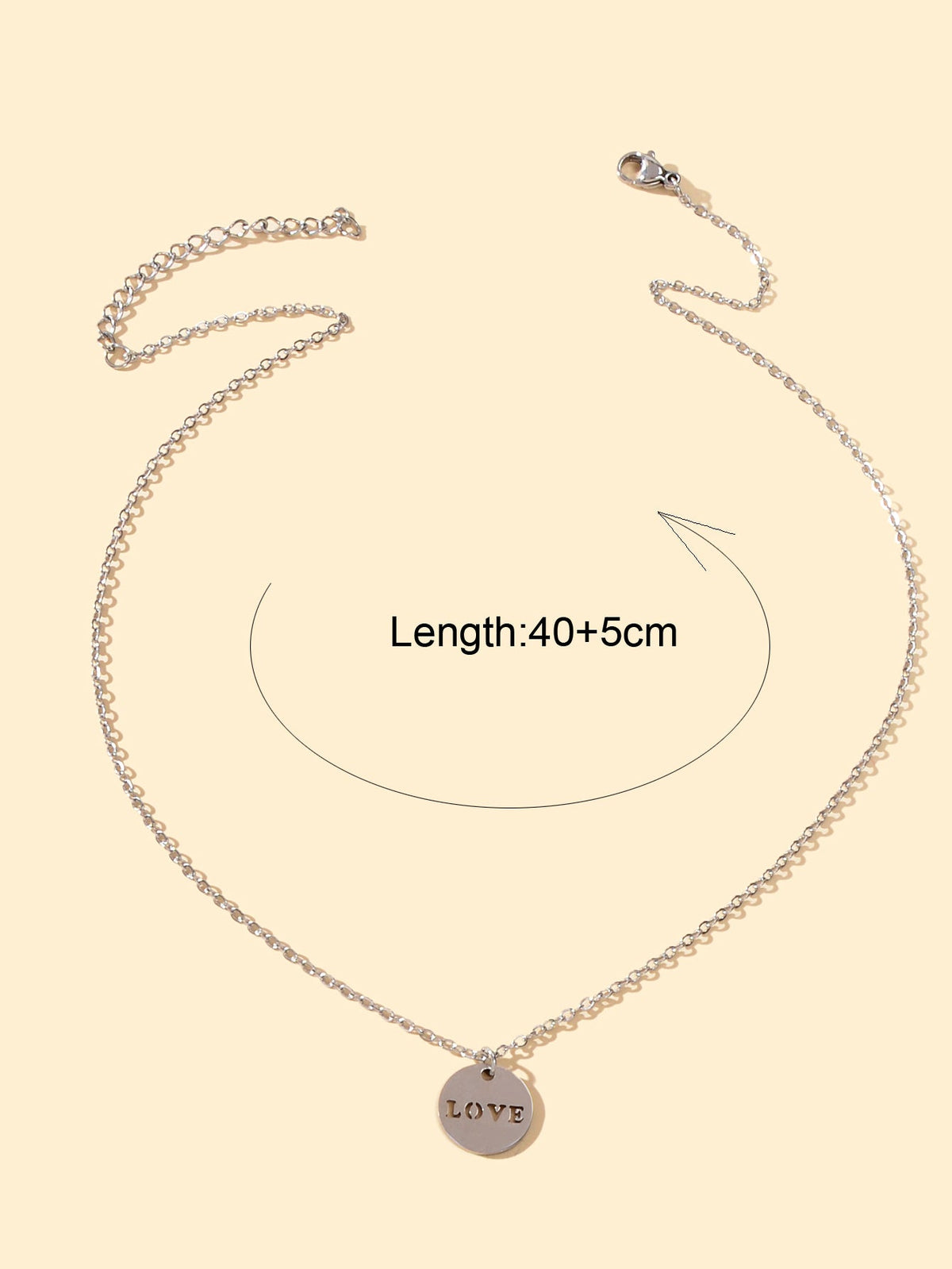 Silver Disc Pendant Necklace – image 2