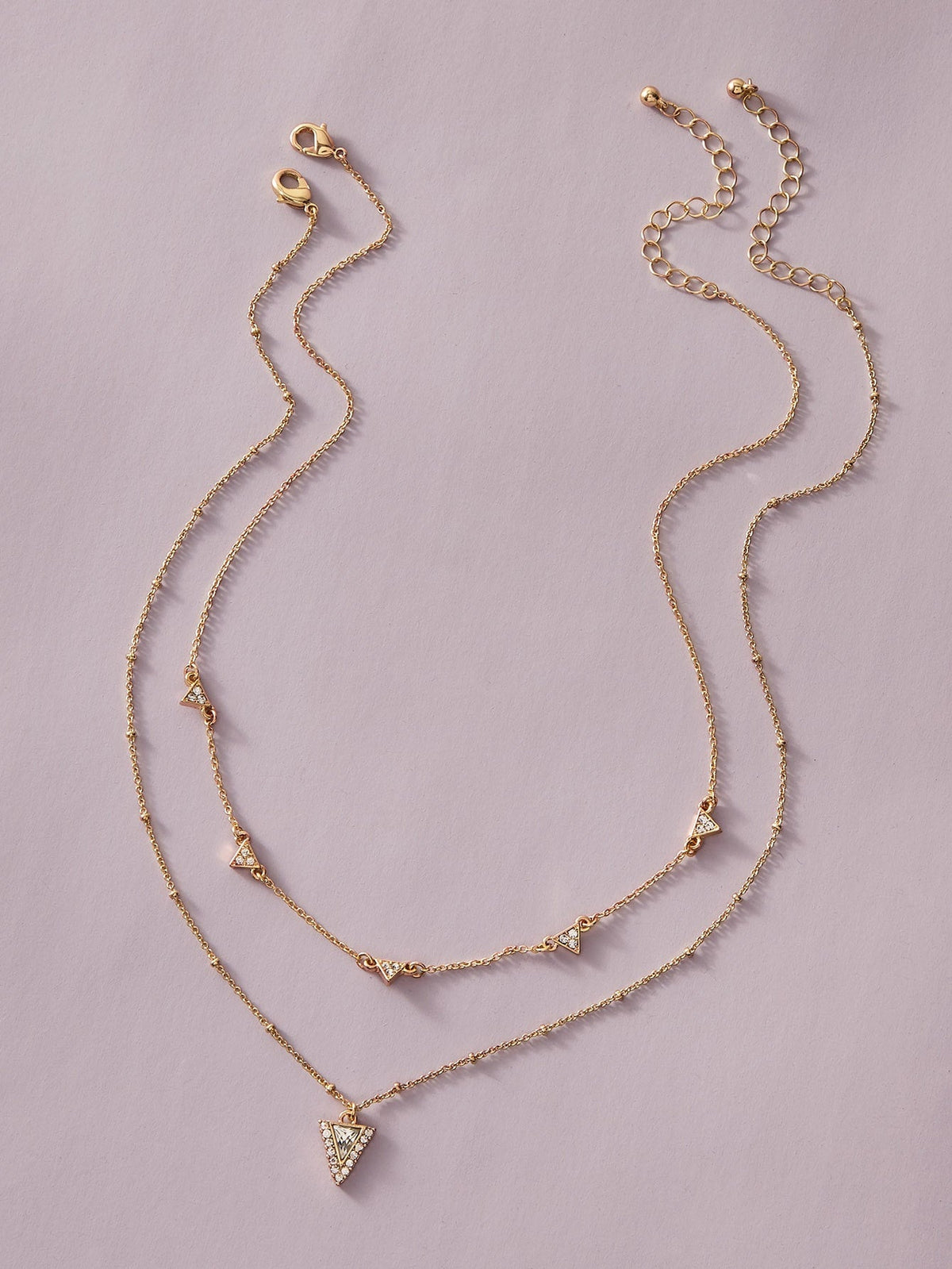 Layered Gold Triangle Charm Necklace – image 2