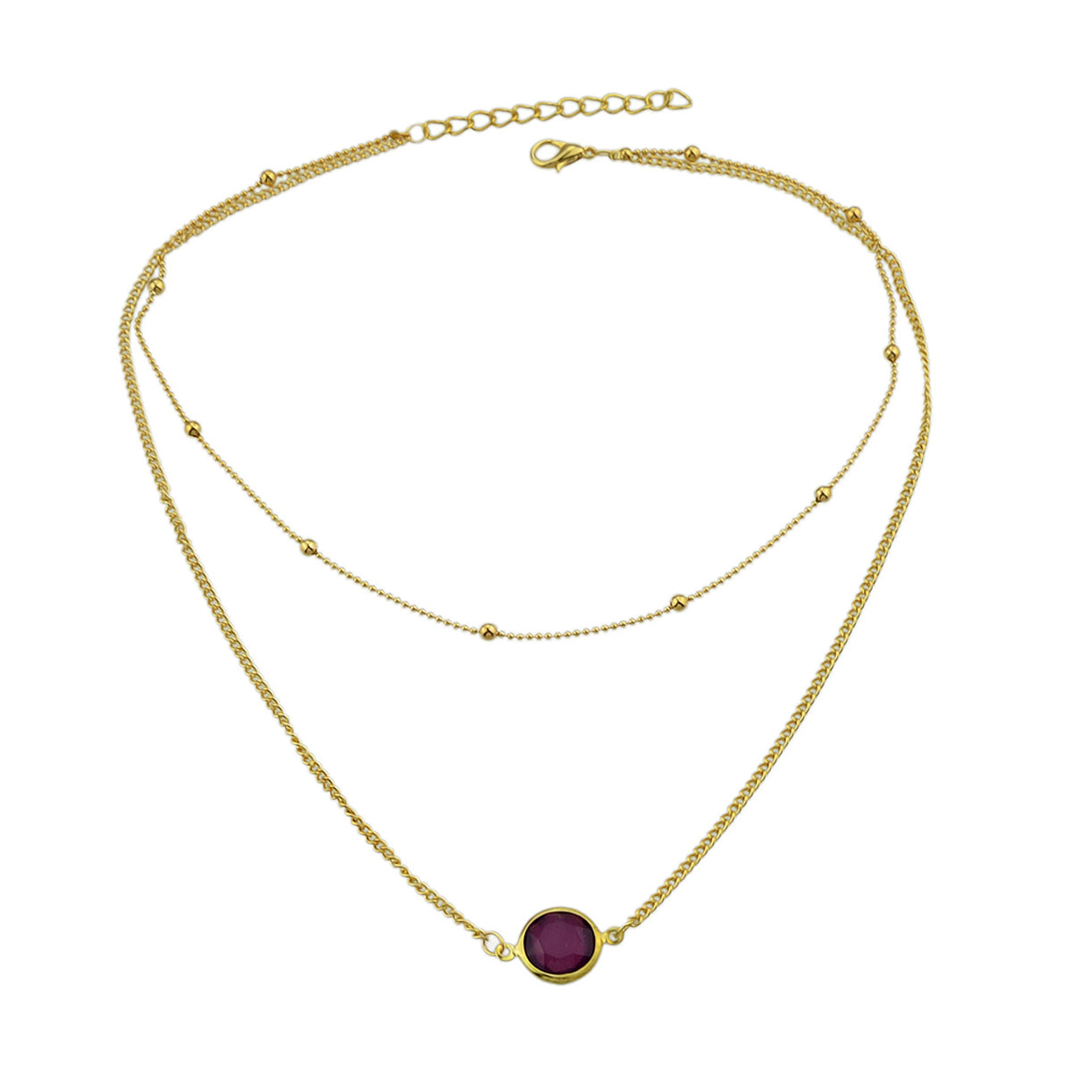 Boho Chic Double layer Gold Chain Round Charm Necklace Fashion Women Accessories-6