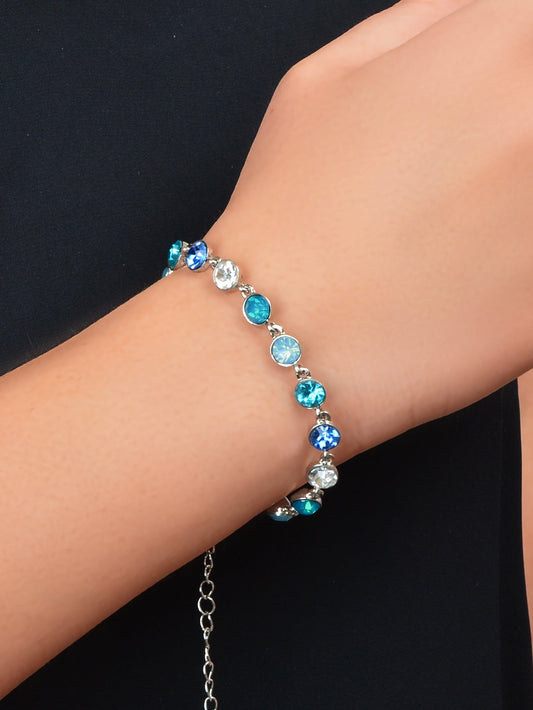 Luxury Blue Transparent Big Cubic Zirconia Bracelet Wedding Engagement Jewellery-0