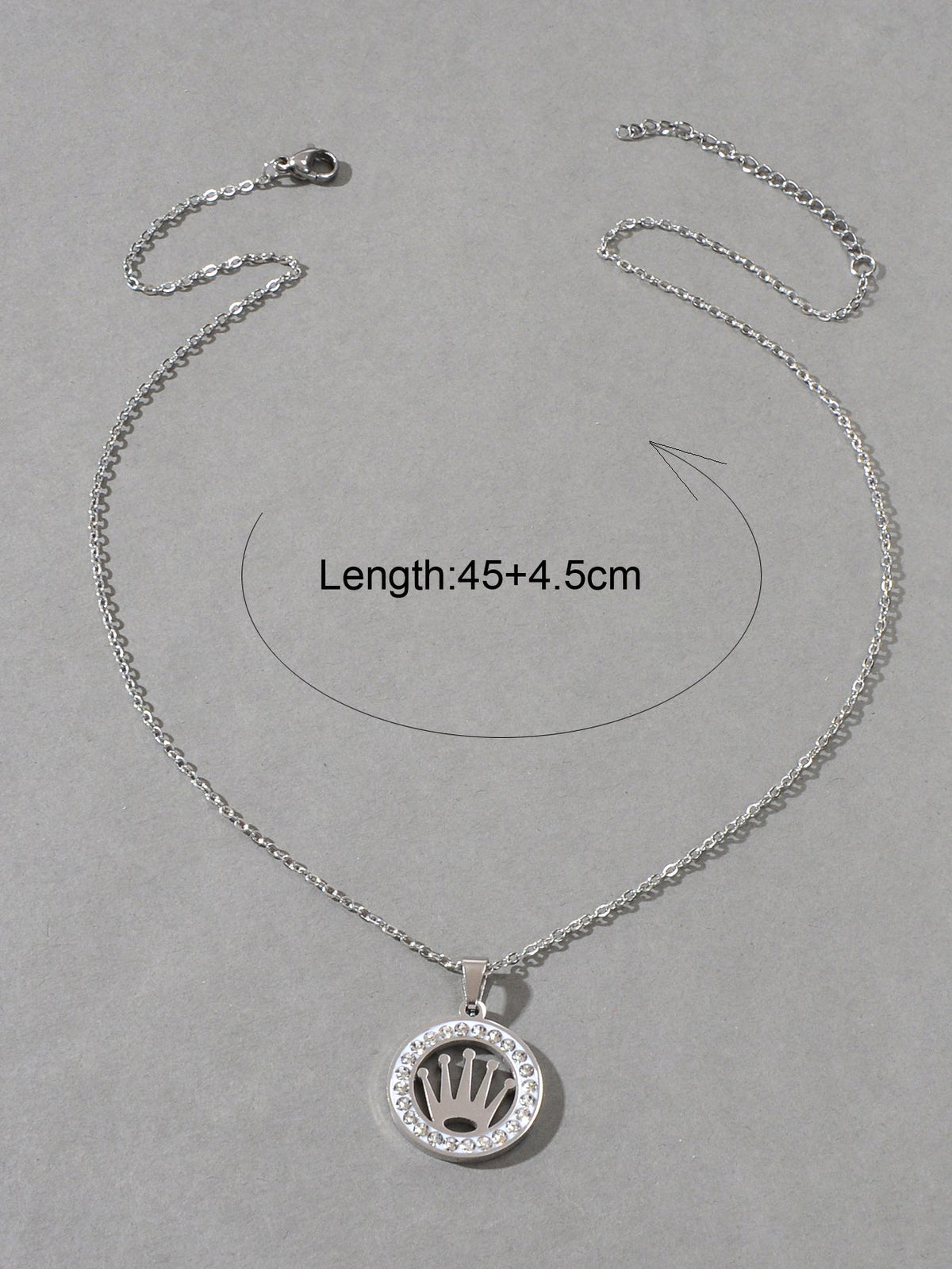 Silver Crown Circle Pendant Necklace – image 2