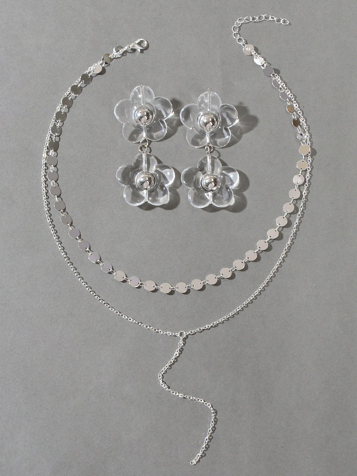 Tassel Necklace and Flower Earring Set – image 2