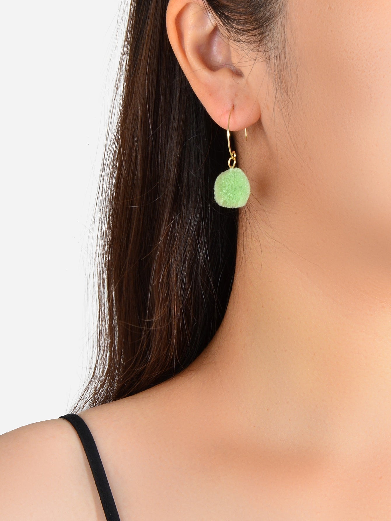 Trendy Accessories Women Dainty Gifts Khaki Green Ball Dangle Gold Hoop Earrings-1