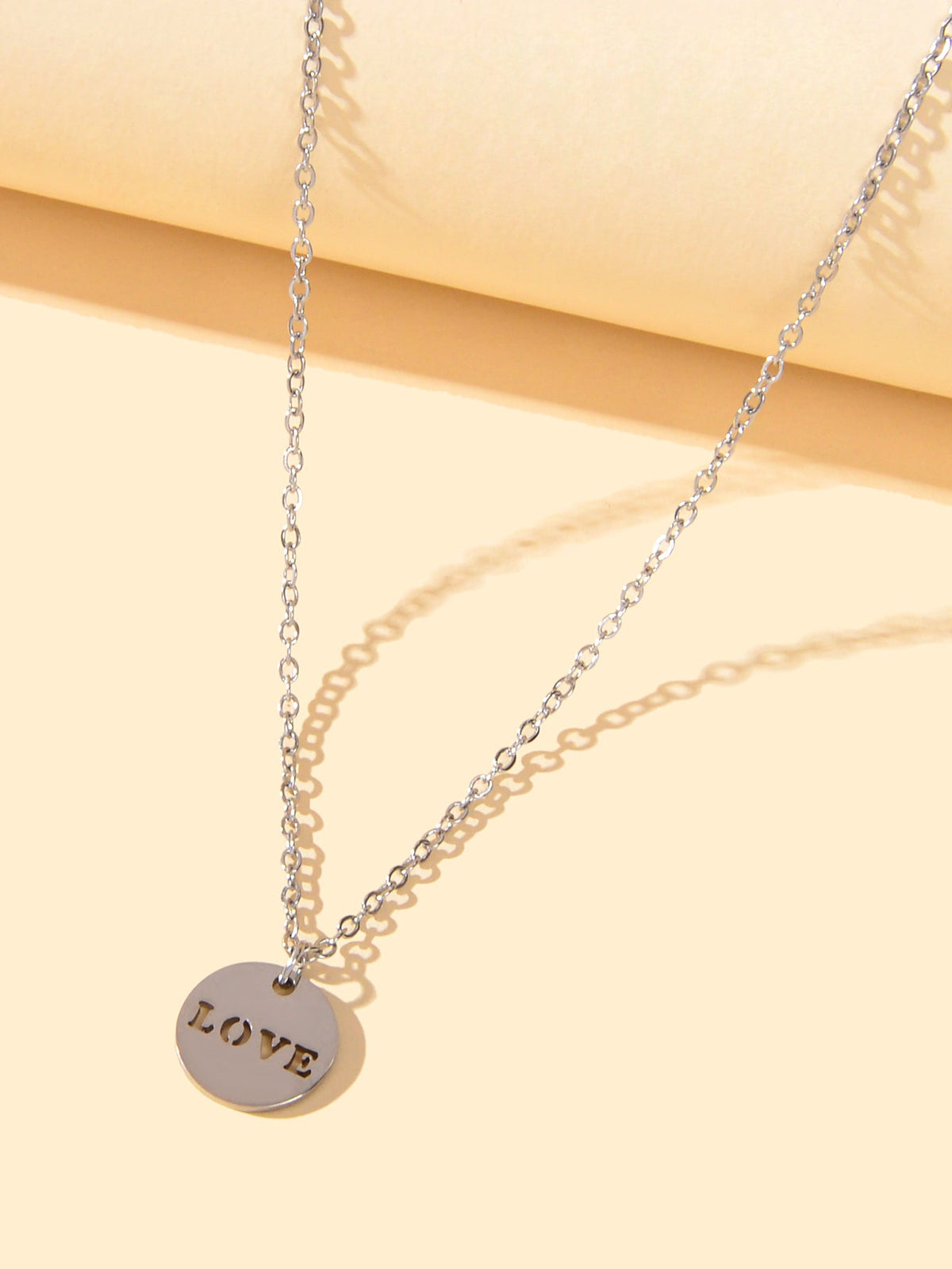 Silver Disc Pendant Necklace – image 3