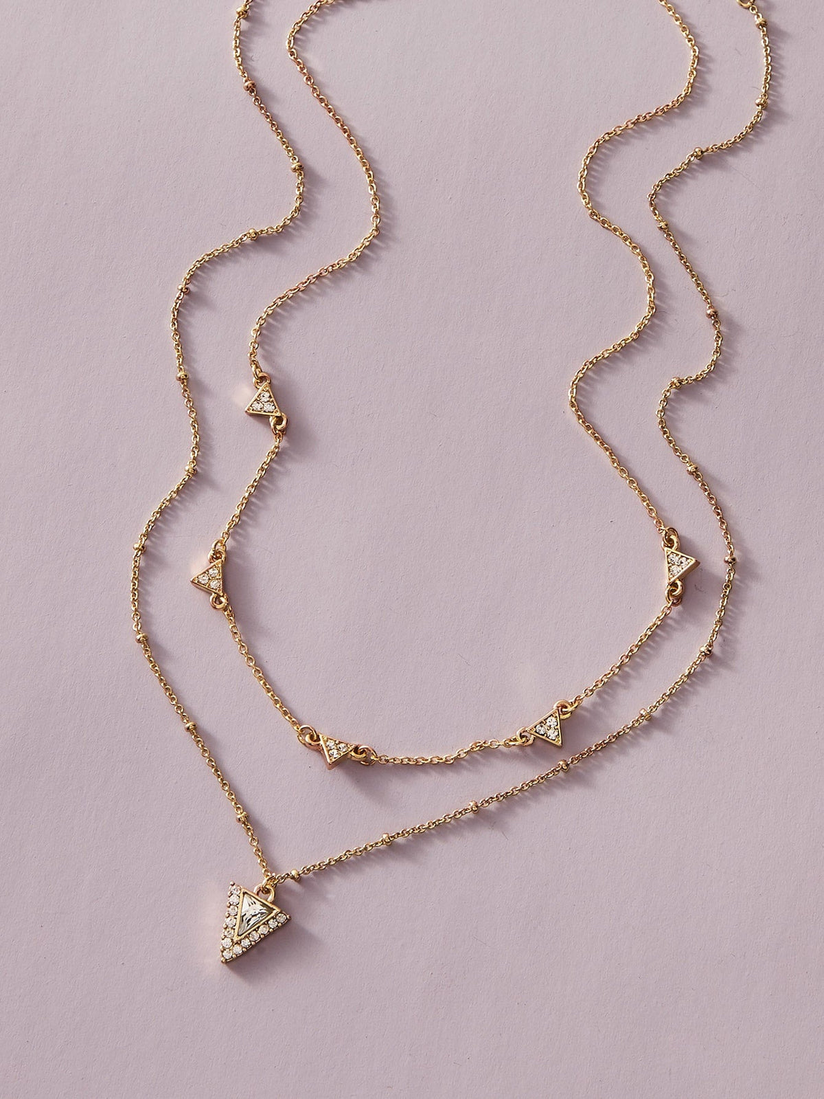 Layered Gold Triangle Charm Necklace – image 3
