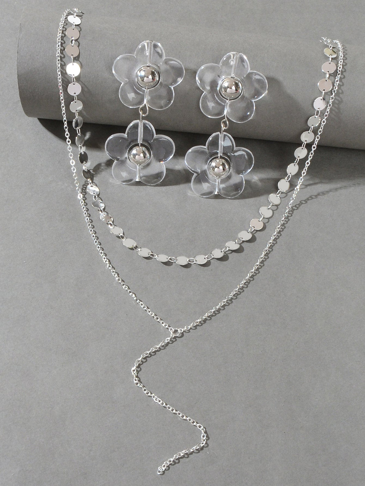 Tassel Necklace and Flower Earring Set – image 3