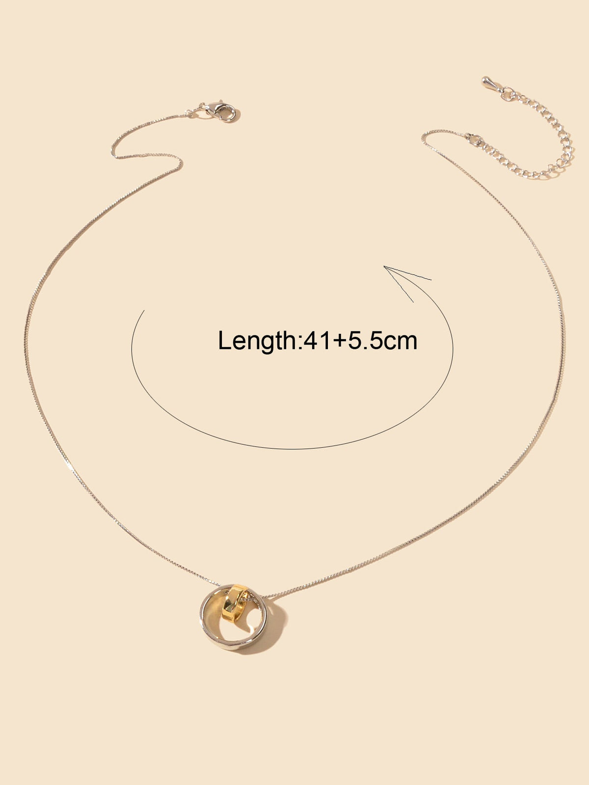 Two-Tone Circle Pendant Necklace – image 3