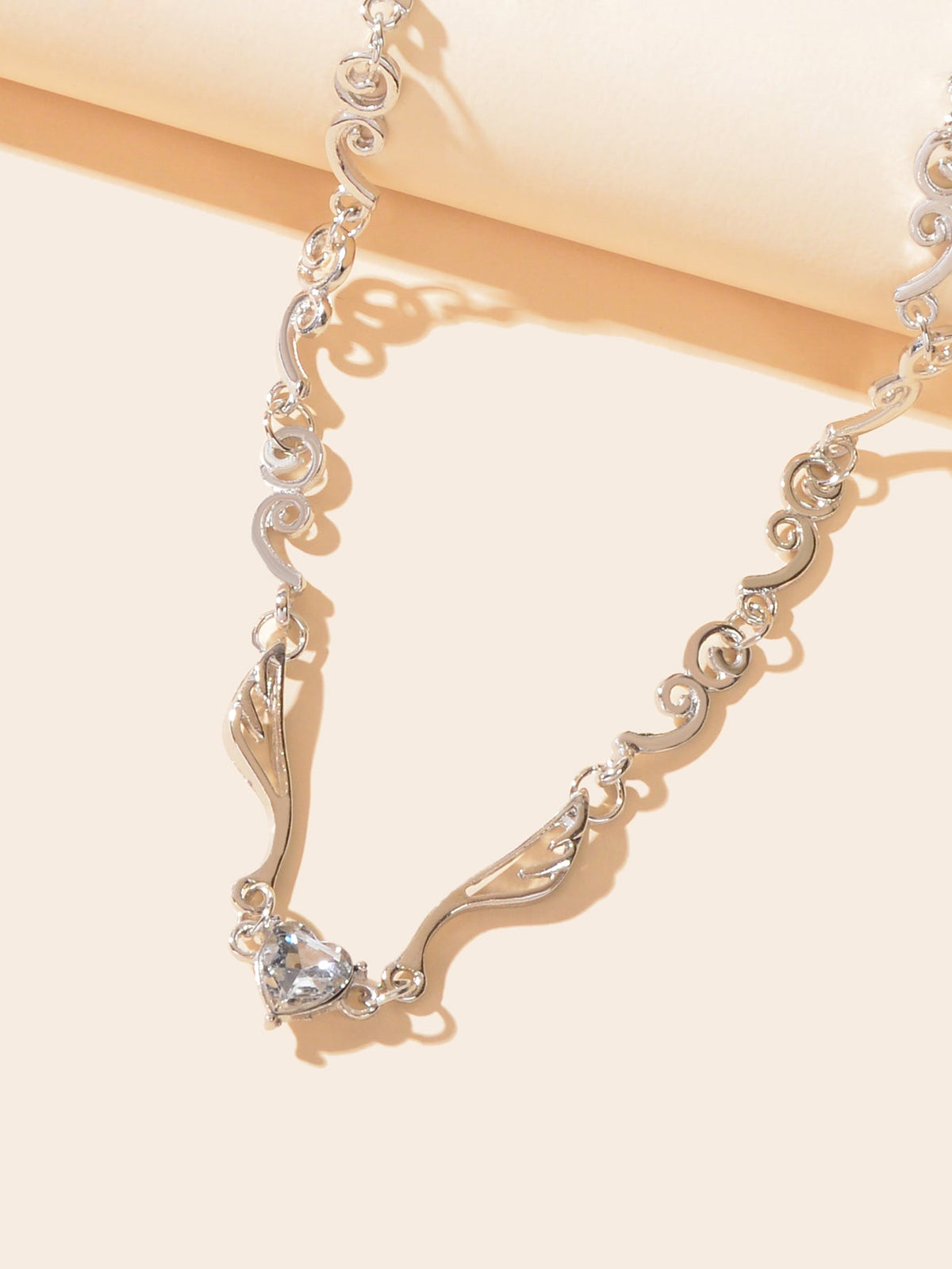 Silver Winged Heart Necklace – image 3
