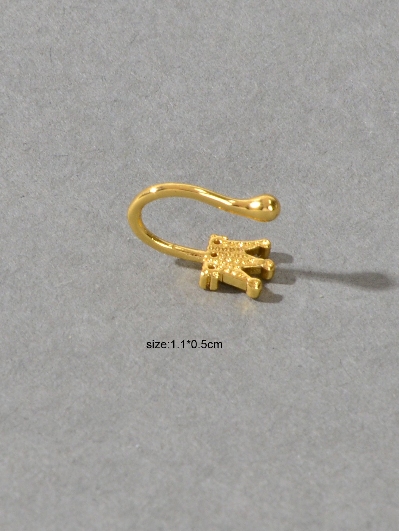 1 pc Faux Lip Ear Nose Rhinestone Crown Non Piercing Clip On Nose Hoop Rings-3