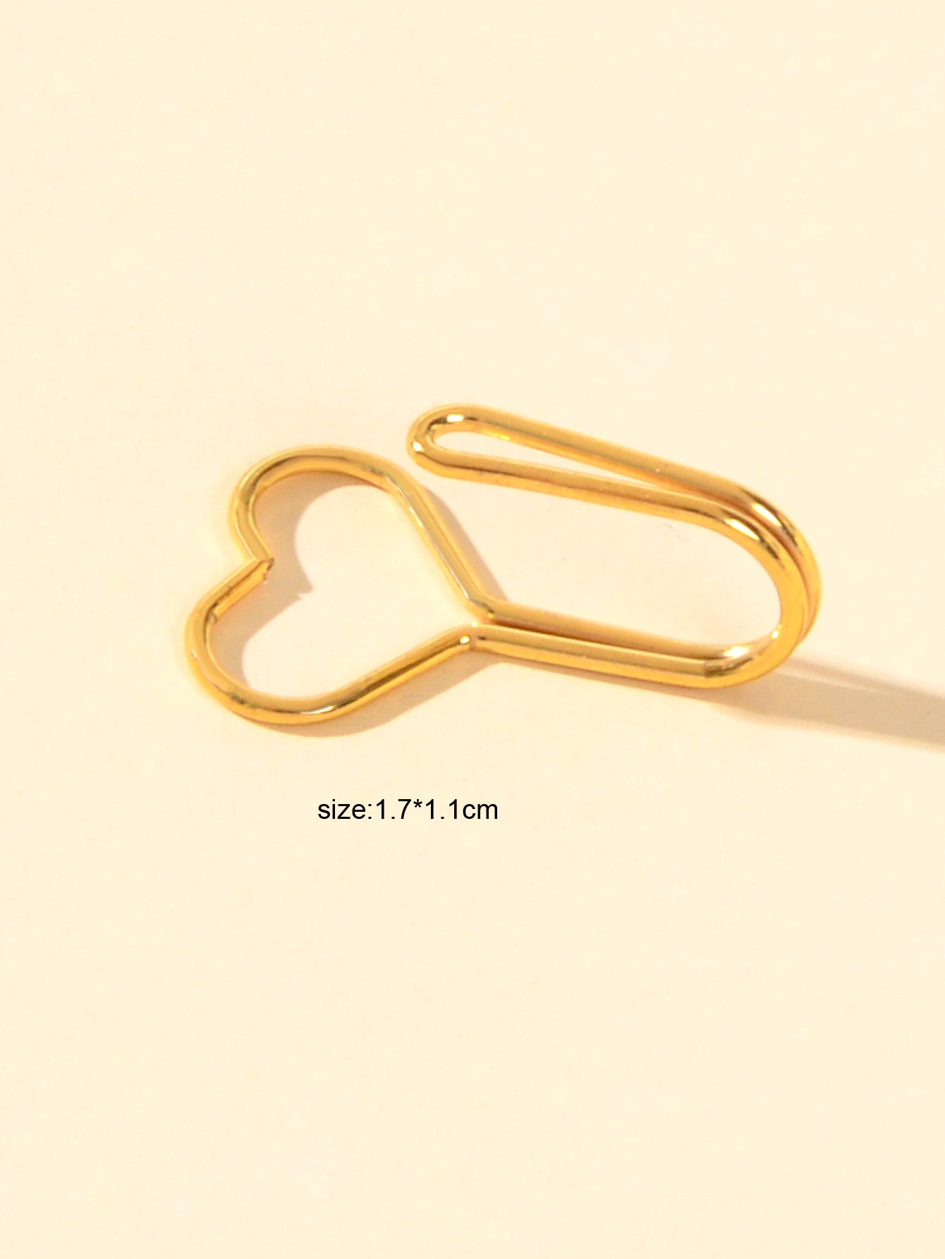 1pc Faux Lip Ear Nose Gold Metal Heart Shape Non Piercing Clip On Nose Hoop Ring-3