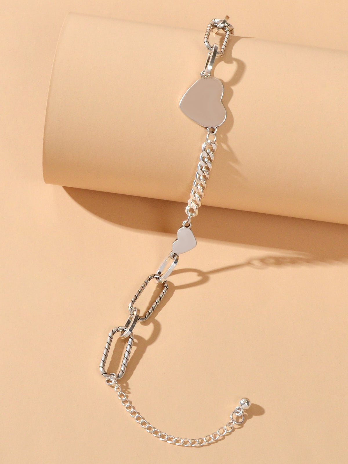 Chunky Layered Chain Heart Bracelet – image 4