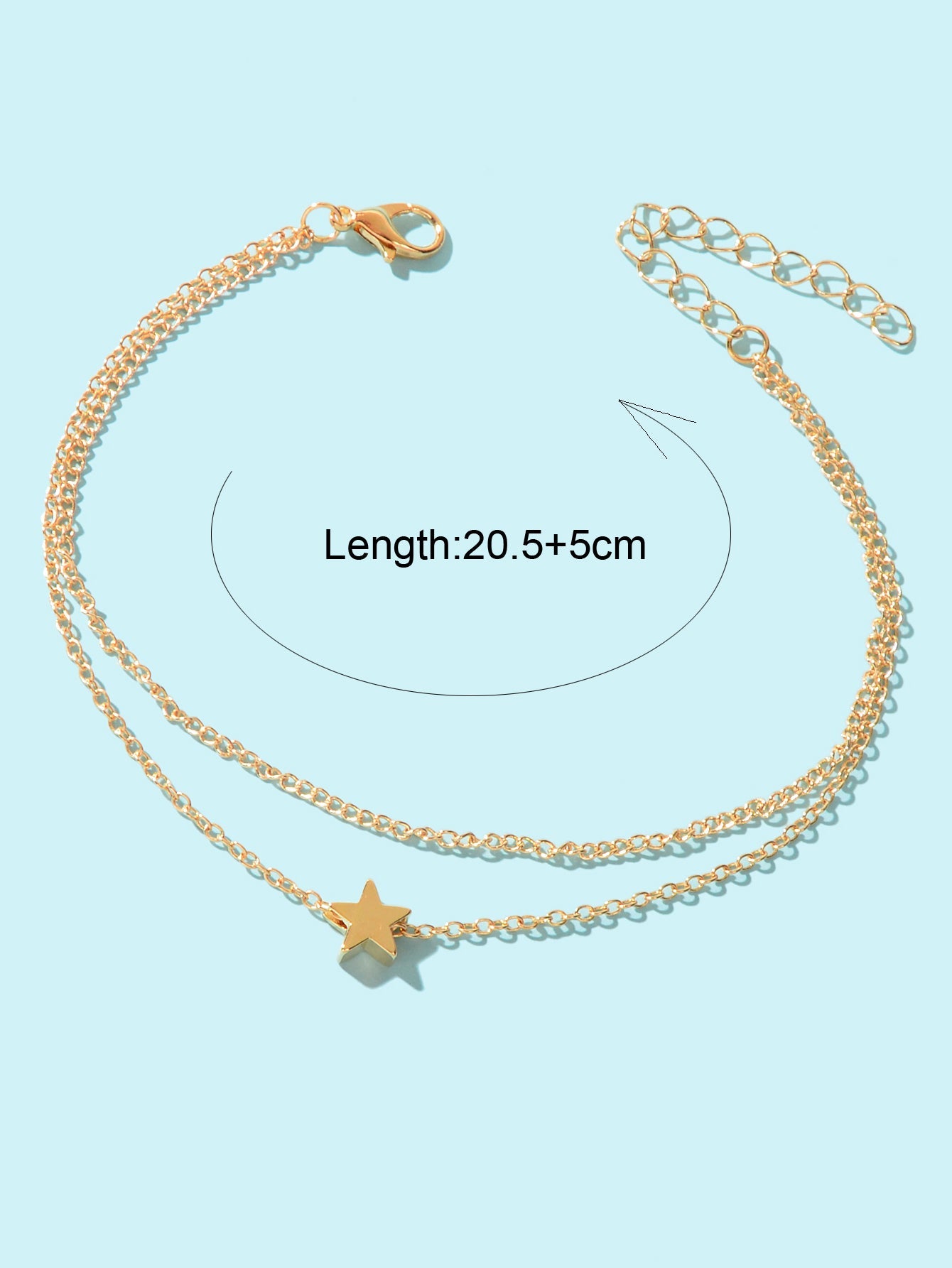 Minimalist Double layered Gold Chain Star Charm Anklet Adjustable Foot Jewellery-3