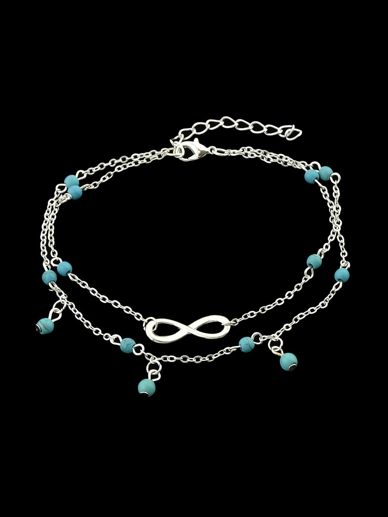 1 pc Double layer Chain Turquoise Infinity Anklet Barefoot Foot Beach Jewellery-3