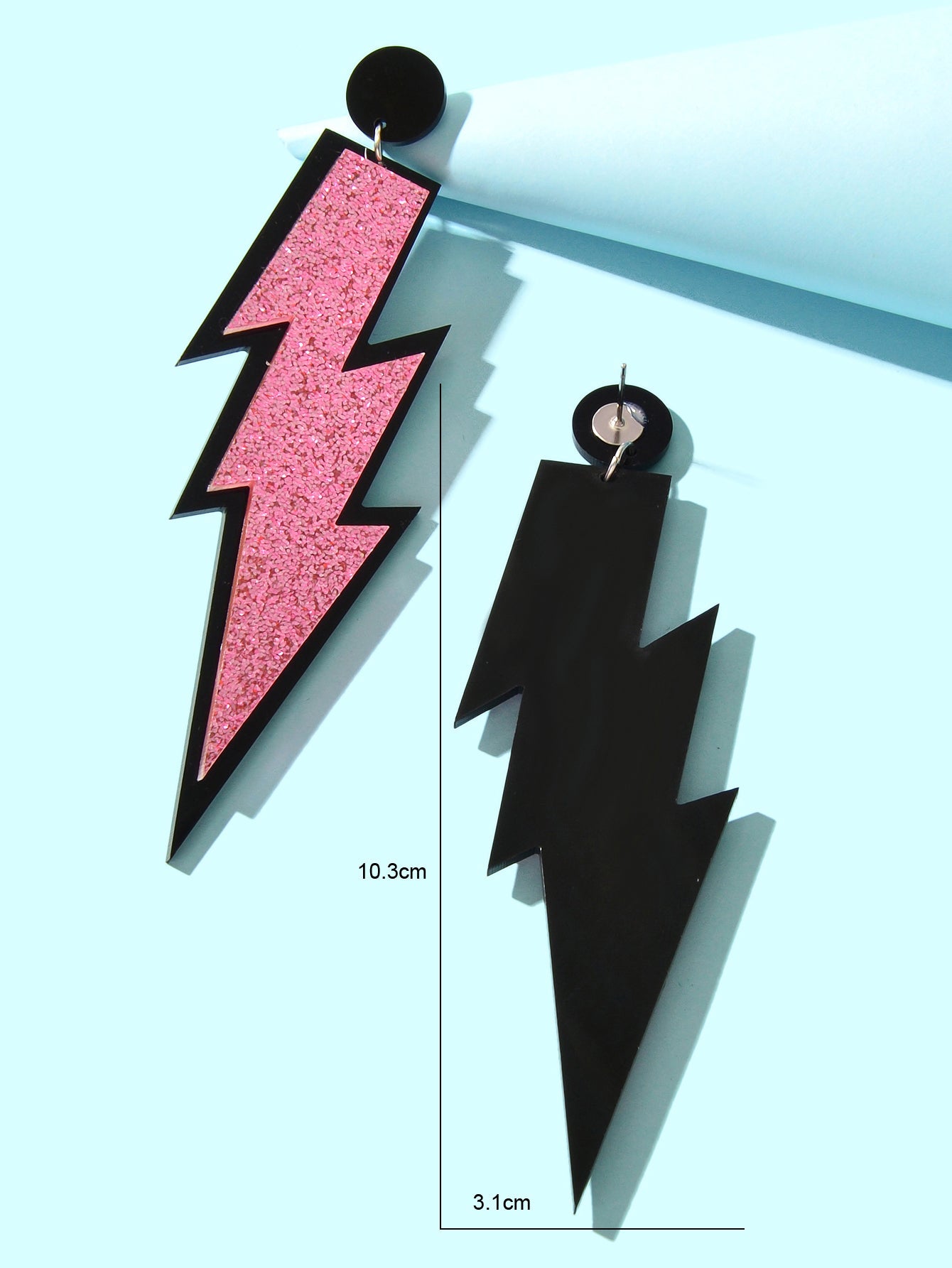 Sparkling Stylish Acrylic Lightning Statement Long Pendant Dangle Party Earrings-3