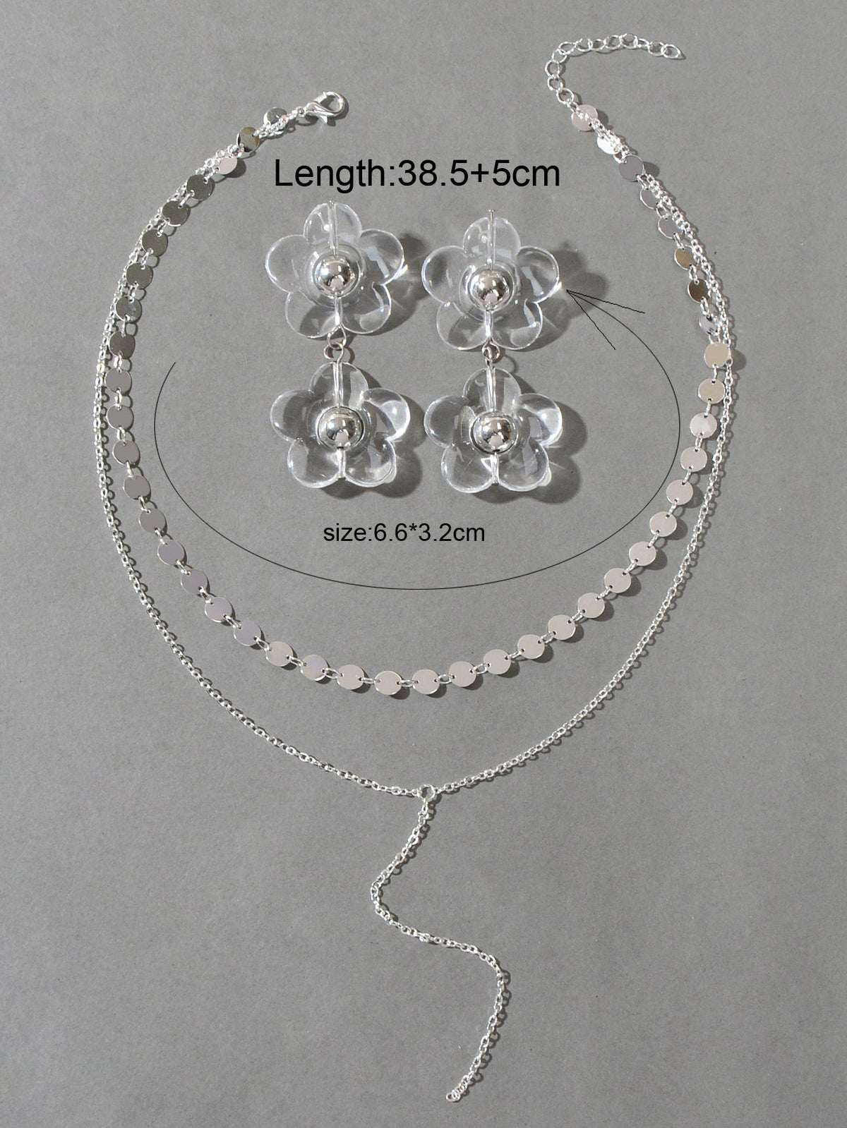 Tassel Necklace and Flower Earring Set – image 4