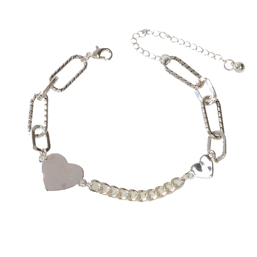 Chunky Layered Chain Heart Bracelet – image 5