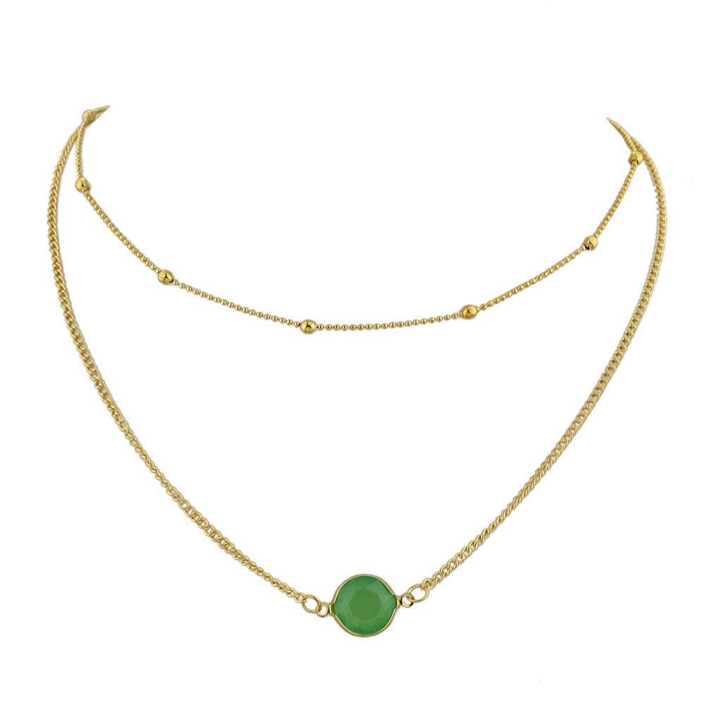 Boho Chic Double layer Gold Chain Round Charm Necklace Fashion Women Accessories-5