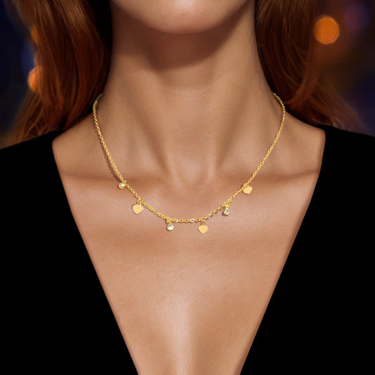 Sparkle Heart Disc Necklace