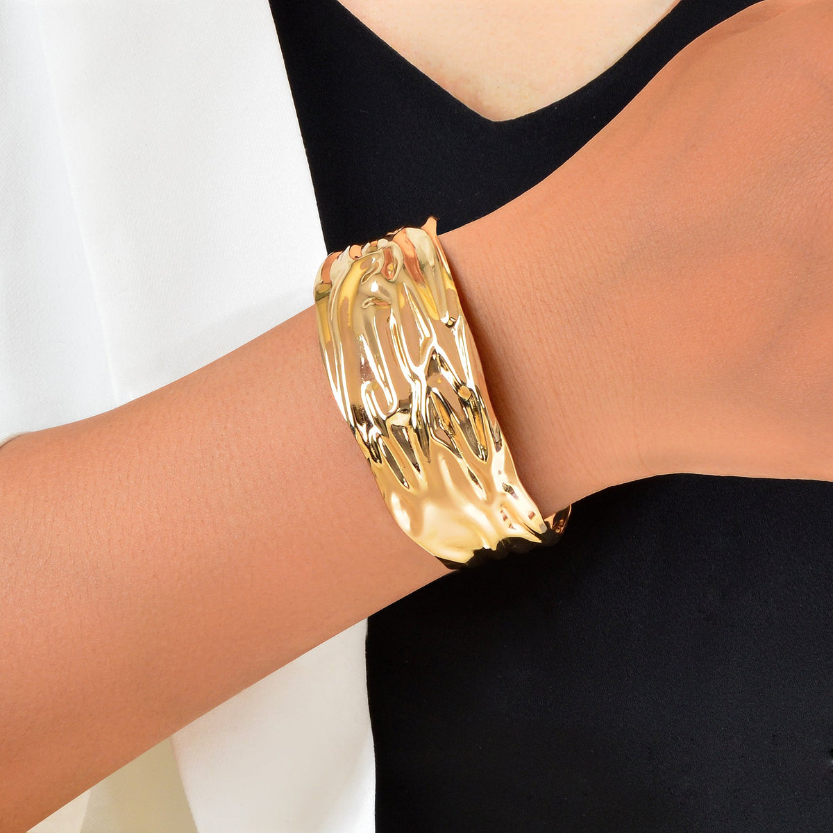 Chunky Gold Geometric Cuff Bangle